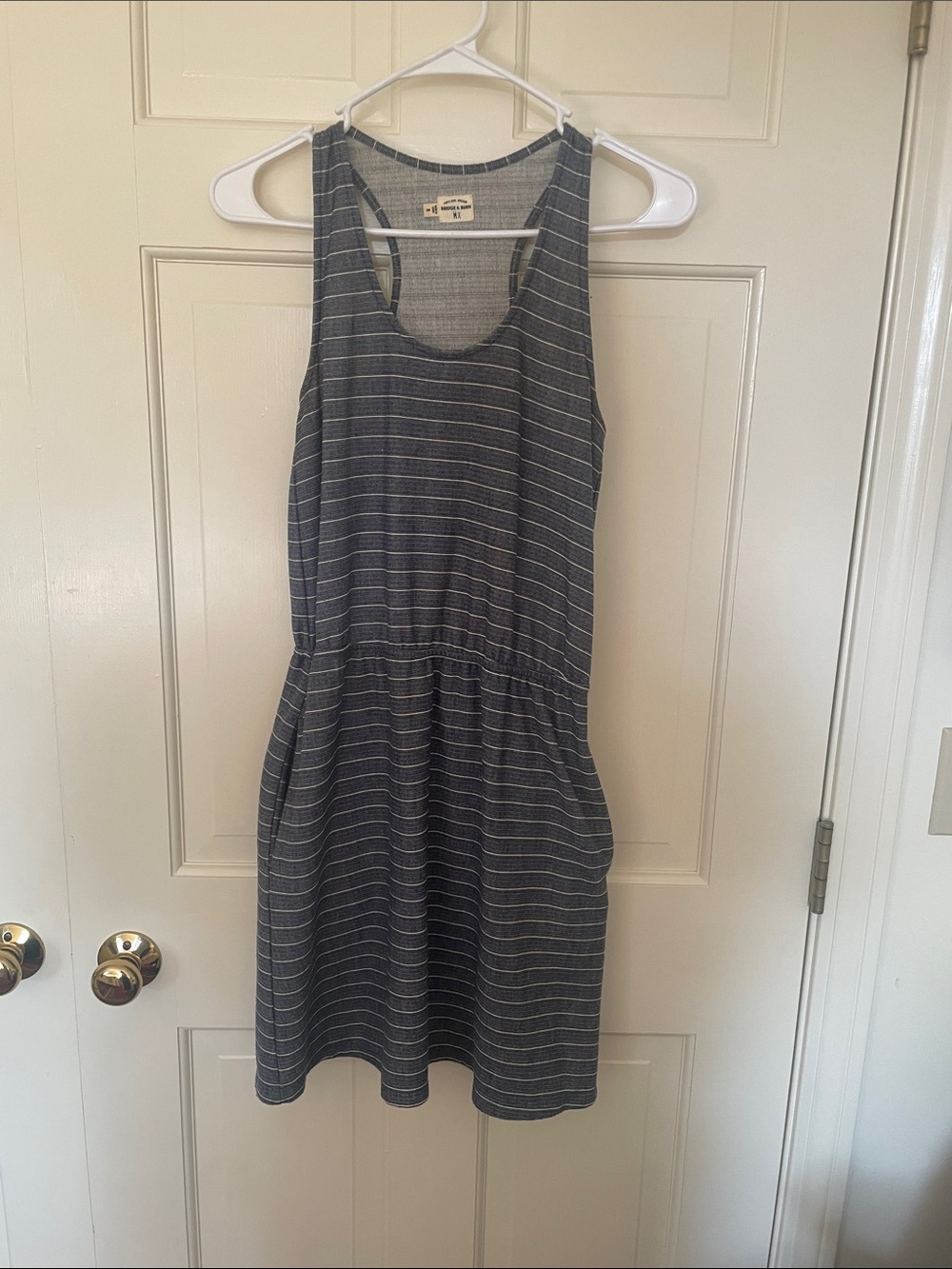 Striped Sleeveless Mini Dress in Charcoal Gray